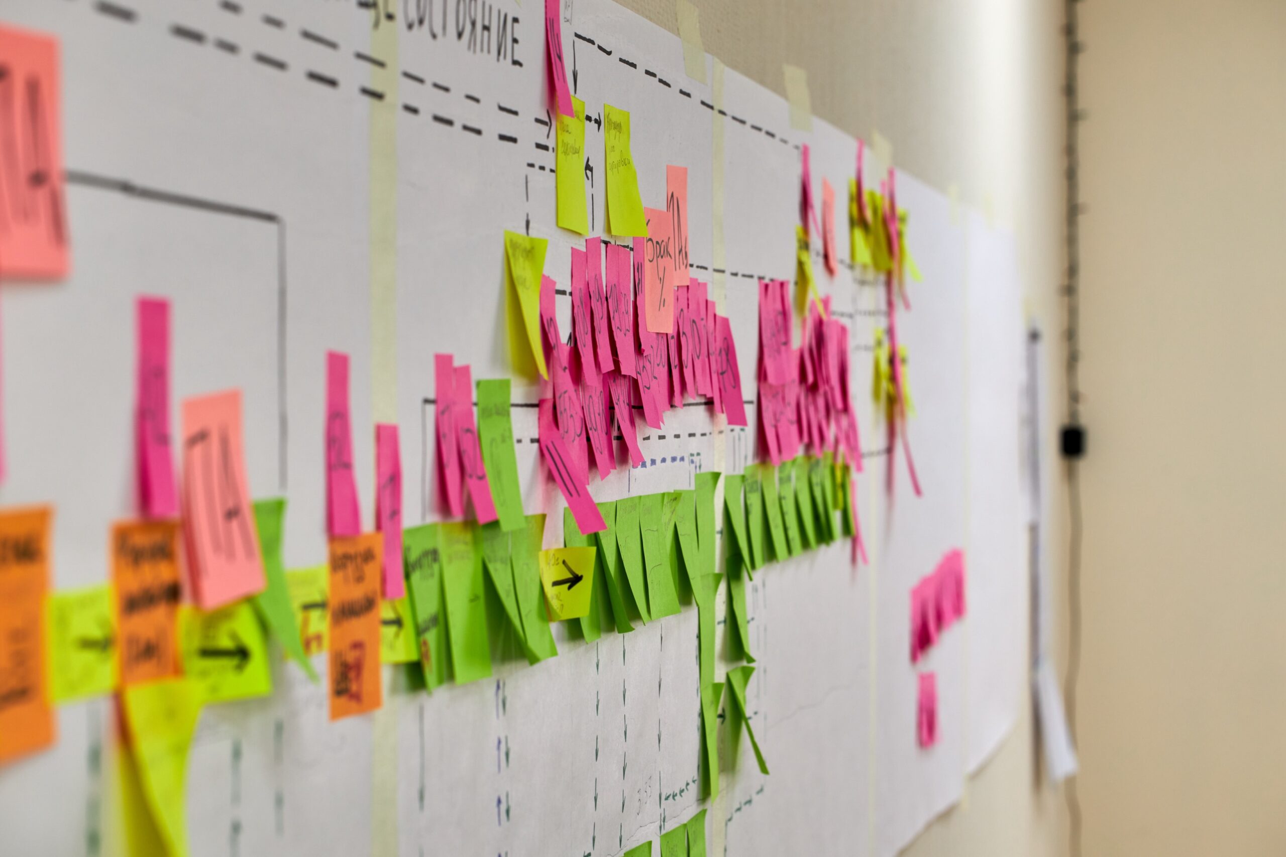 value,stream,mapping,with,colorful,stickers.,data,analysis.